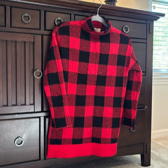 Buffalo Plaid Mock Neck Tunic Sweater like new condition - Picture 4 of 6